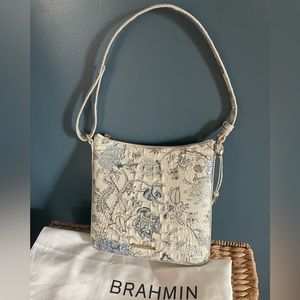 Brahmin blue & white purse. Floral design. Excellent condition